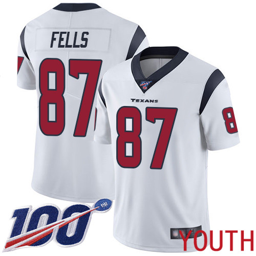 Houston Texans Limited White Youth Darren Fells Road Jersey NFL Football #87 100th Season Vapor Untouchable